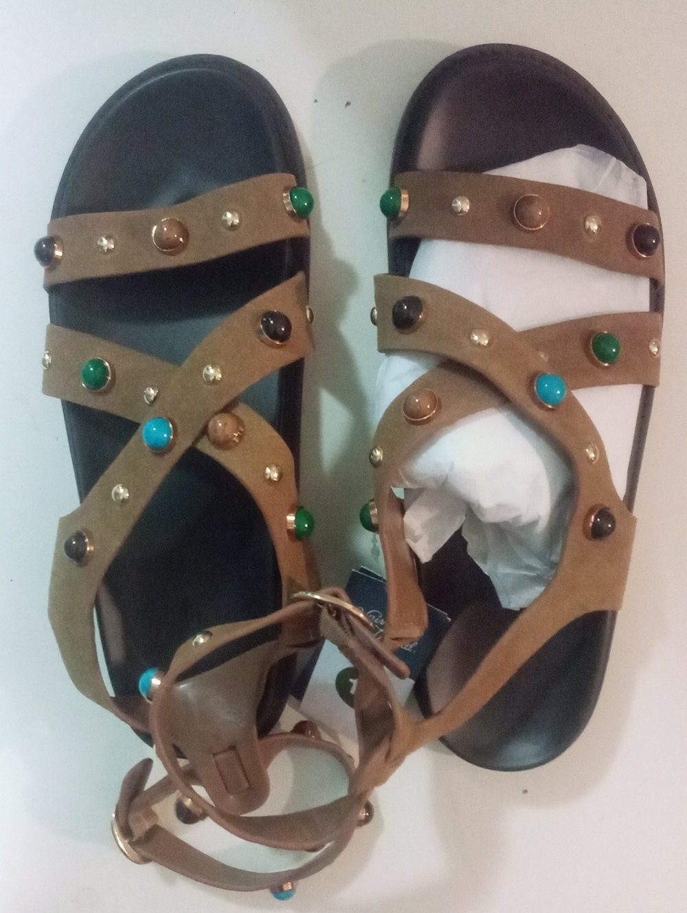 Universal Thread Brown Studded Gladiator Sandals Sz 11 Multicolor Stones